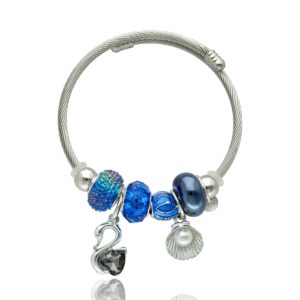 Niebieska bransoletka ze srebrnym