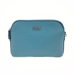Mała torebka listonoszka firmy Coveri Collection w niebieskim kolorze z trzema komorami