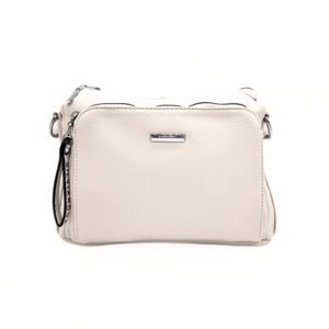 Torebka listonoszka firmy Silvia Rosa w kolorze beżowym ze skórzanym paskiem