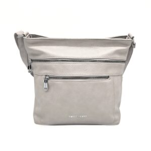 Torebka listonoszka firmy Sweet Years w kolorze szarym ze srebrnymi suwakami