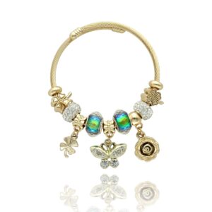 Bransoletka pandorka firmy Yvon w kolorze złotym z charmsami ze stali szlachetnej