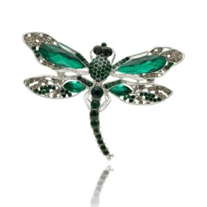 Broszka firmy Yvon w kolorze zielonym ważka ze szkła fasetowanego