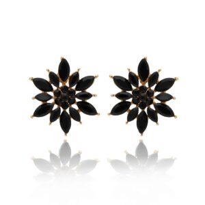 Kolczyki typu sztyfty firmy Yvon w kolorze czarnym ze szkła fasetowanego