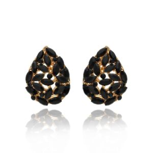 Kolczyki typu sztyfty firmy Yvon w kolorze czarnym wieczorowe wizytowe