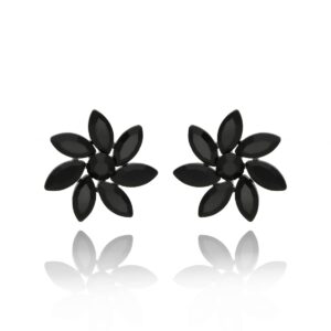 Kolczyki typu sztyfty firmy Yvon w kolorze czarnym ze srebrnymi elementami metalowymi