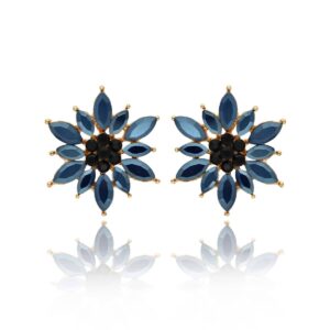 Kolczyki typu sztyfty firmy Yvon w kolorze granatowym ze szkła fasetowanego