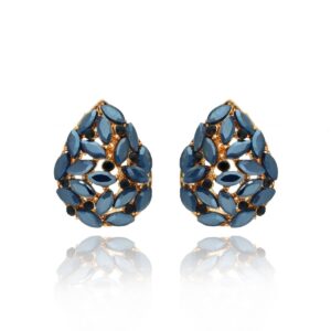 Kolczyki typu sztyfty firmy Yvon w kolorze granatowym ze szkła fasetowanego