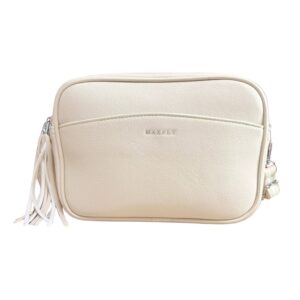 Torebka listonoszka firmy Maxfly w kolorze beżowym w odcieniu kremowym torebka przez ramię