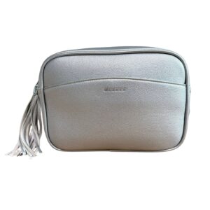 Torebka listonoszka firmy Maxfly w kolorze srebrnym z dwoma wymiennymi paskami